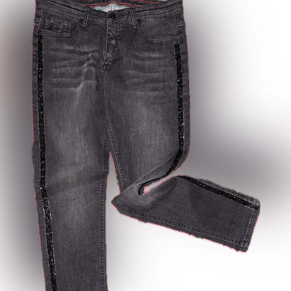 Sequined Striped Jeans